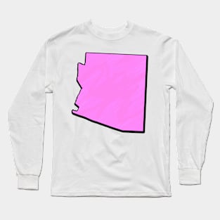 Pink Arizona Outline Long Sleeve T-Shirt